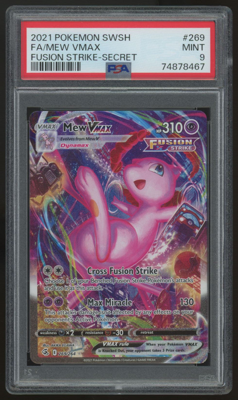 2021 Pokemon Mew VMAX Fusion Strike Full Art Secret #269 PSA 9