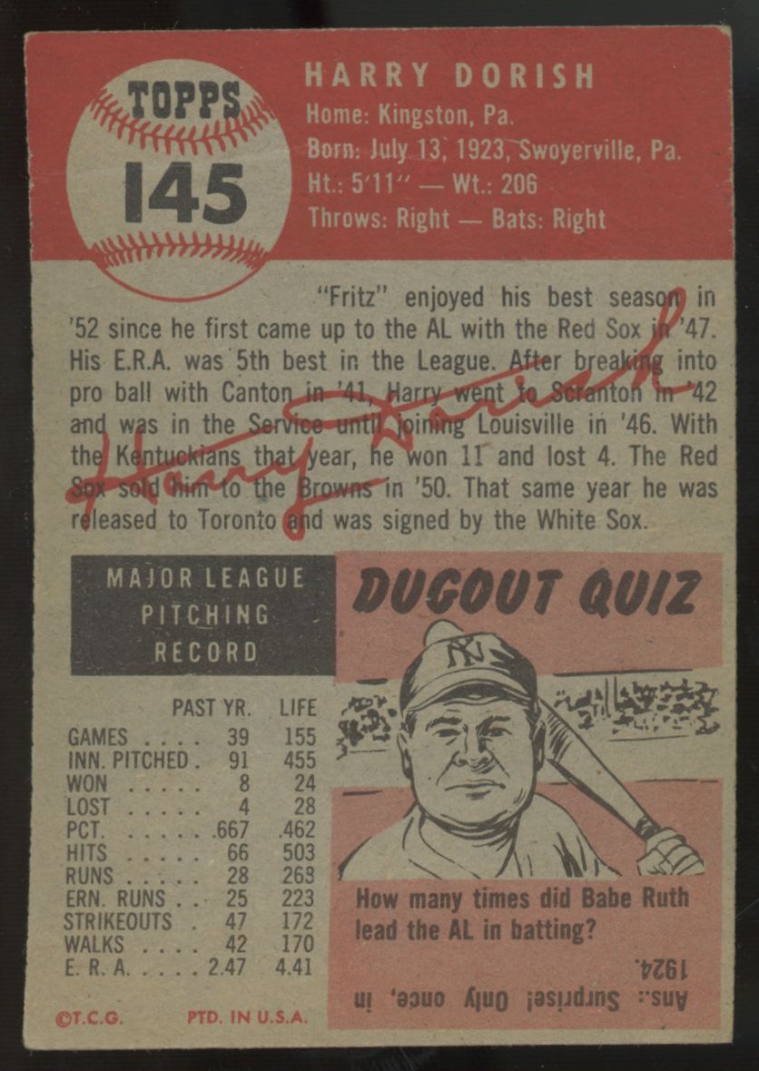 1953 Topps Harry Dorish #145 G/VG