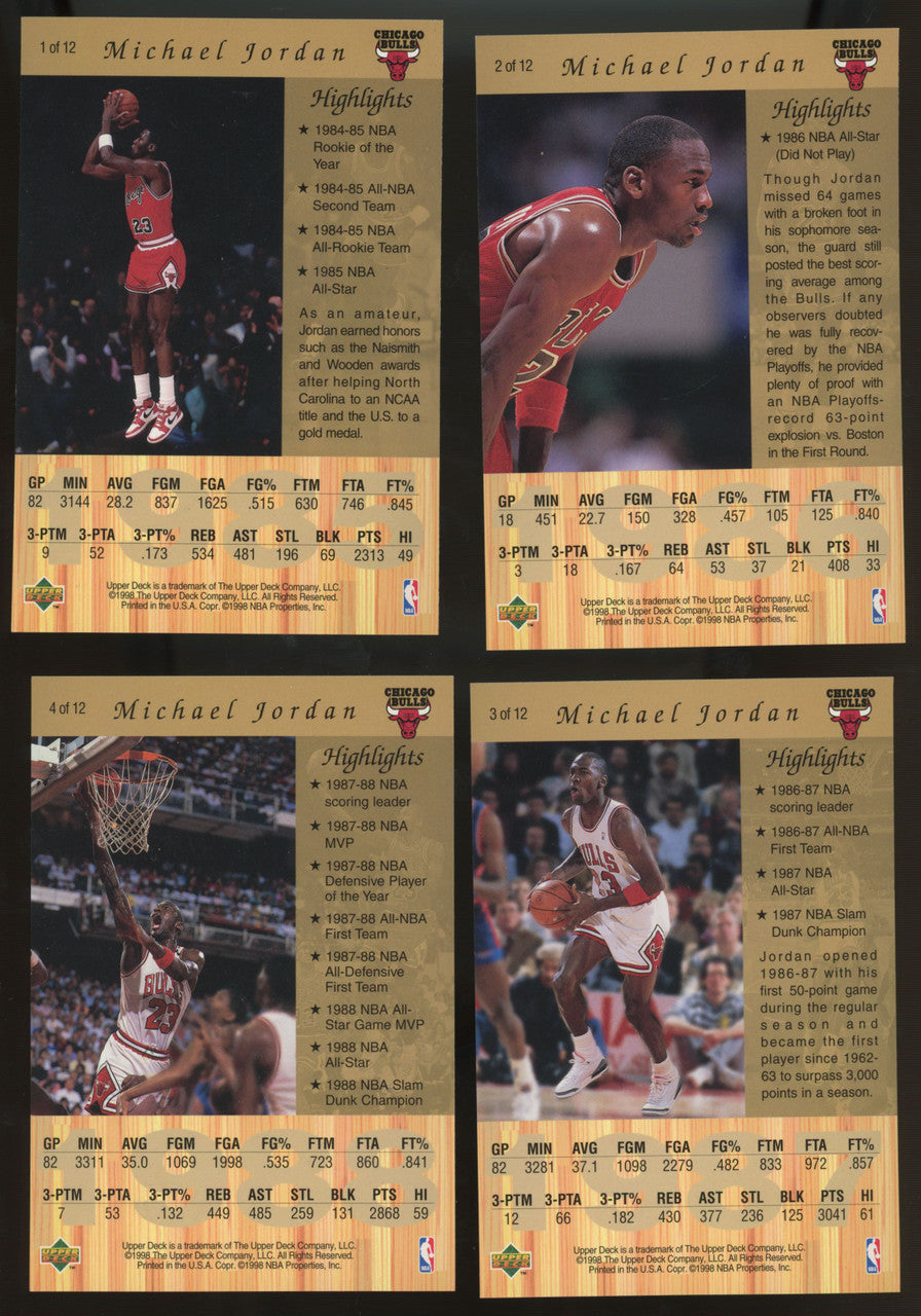 1998 Upper Deck Gatorade Michael Jordan Complete Set (12) Jumbo Oversized