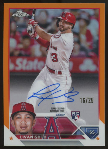 2023 Topps Chrome Livan Soto RC Auto Orange Refractor /25 #RA-LSO