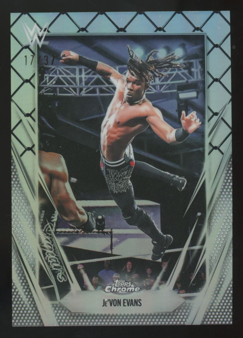 2026 Topps Chrome WWE Je'von Evans Steel Cage Refractor /37 #186