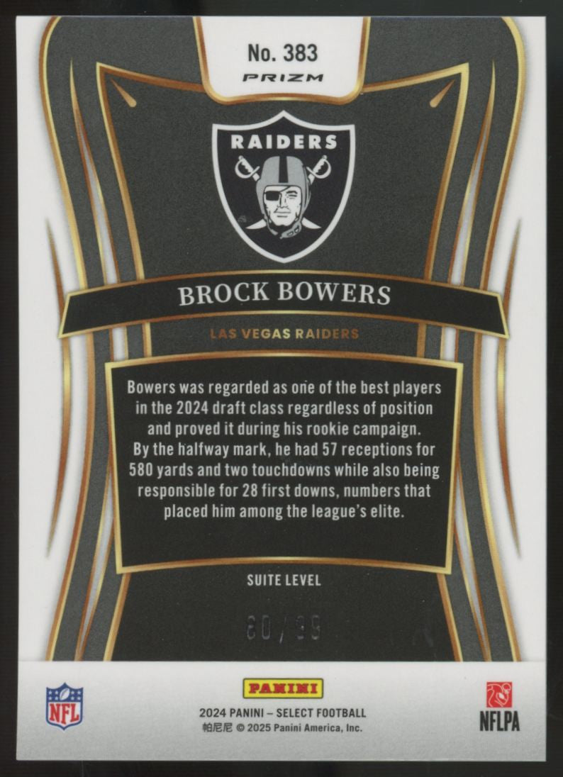 2024 Panini Select Brock Bowers RC Suite Level Blue Prizm /99 #383