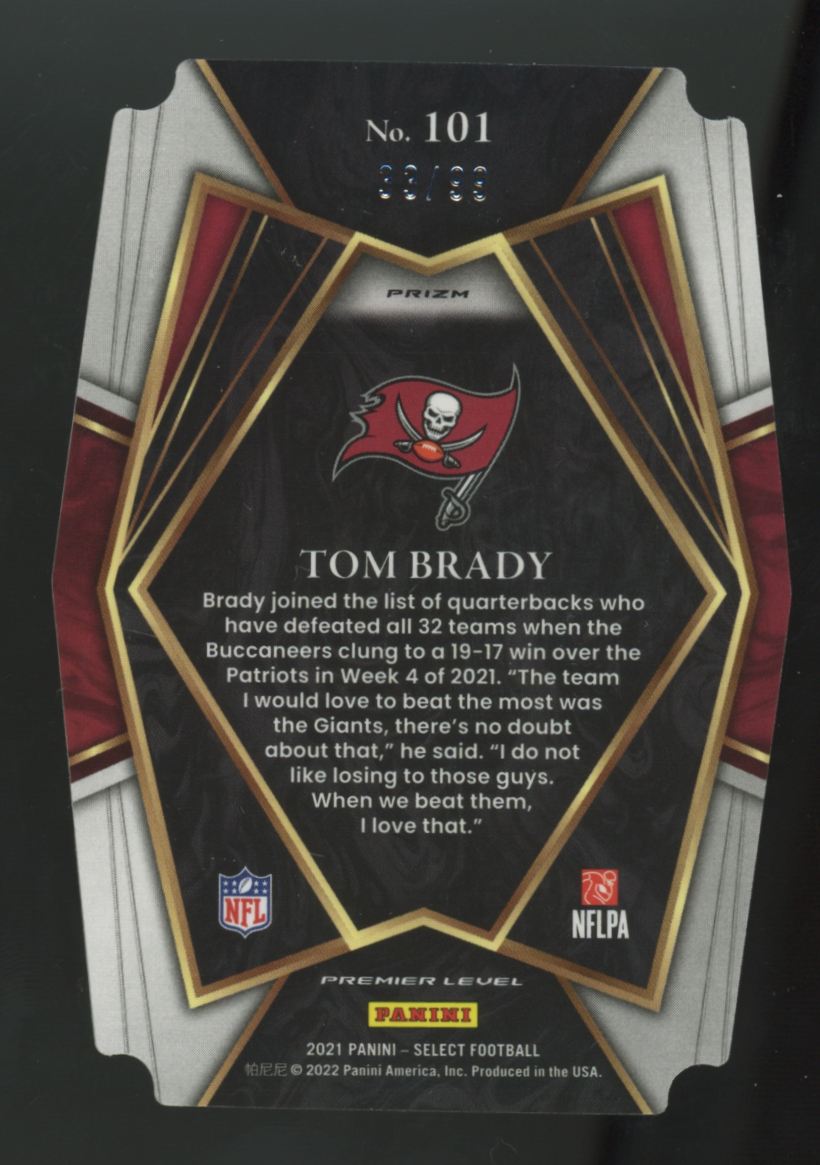 2021 Panini Select Tom Brady Premier Level White Prizm Die-Cut /99 #101