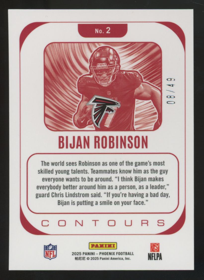 2025 Panini Phoenix Bijan Robinson Yellow Mojo Contours /49 #2