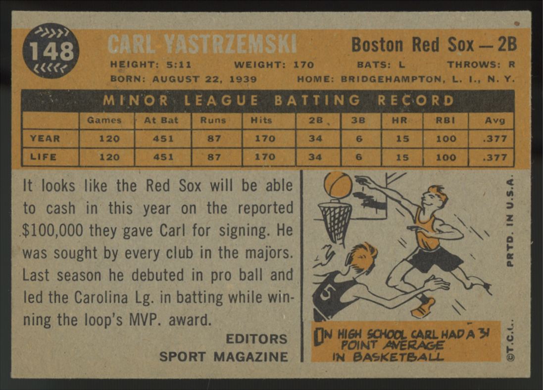 1960 Topps Carl Yastrzemski RC #148 EX/MT-NM