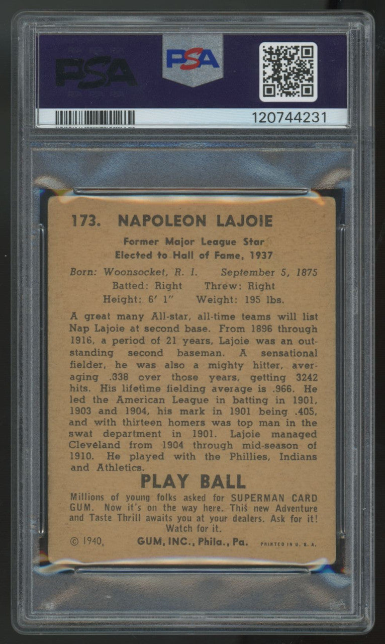 1940 Play Ball Napoleon "Larry" Lajoie #173 PSA 2