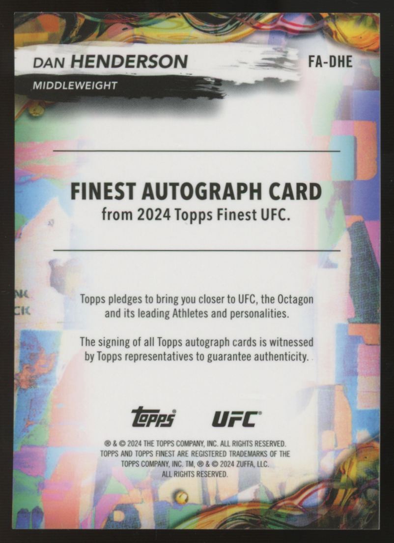 2024 Topps Finest UFC Dan Henderson Red Shimmer Refractor Auto #FA-DHE