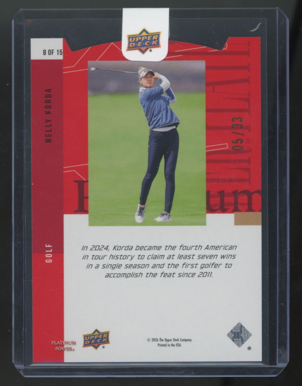 2026 Upper Deck CDD Conference Nelly Korda Red Platinum Power /33 #8