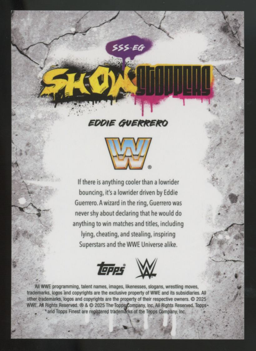 2025 Topps Finest WWE Eddie Guerrero Showstoppers Black Refractor /25 #SSS-EG