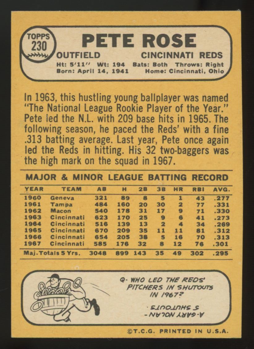 1968 Topps Pete Rose #230 EX/MT