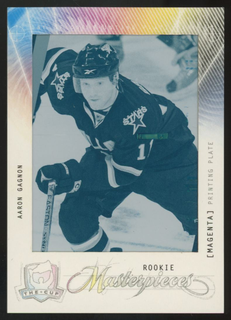 2009-10 UD The Cup Aaron Gagnon RC Masterpieces Magenta Printing Plate 1/1