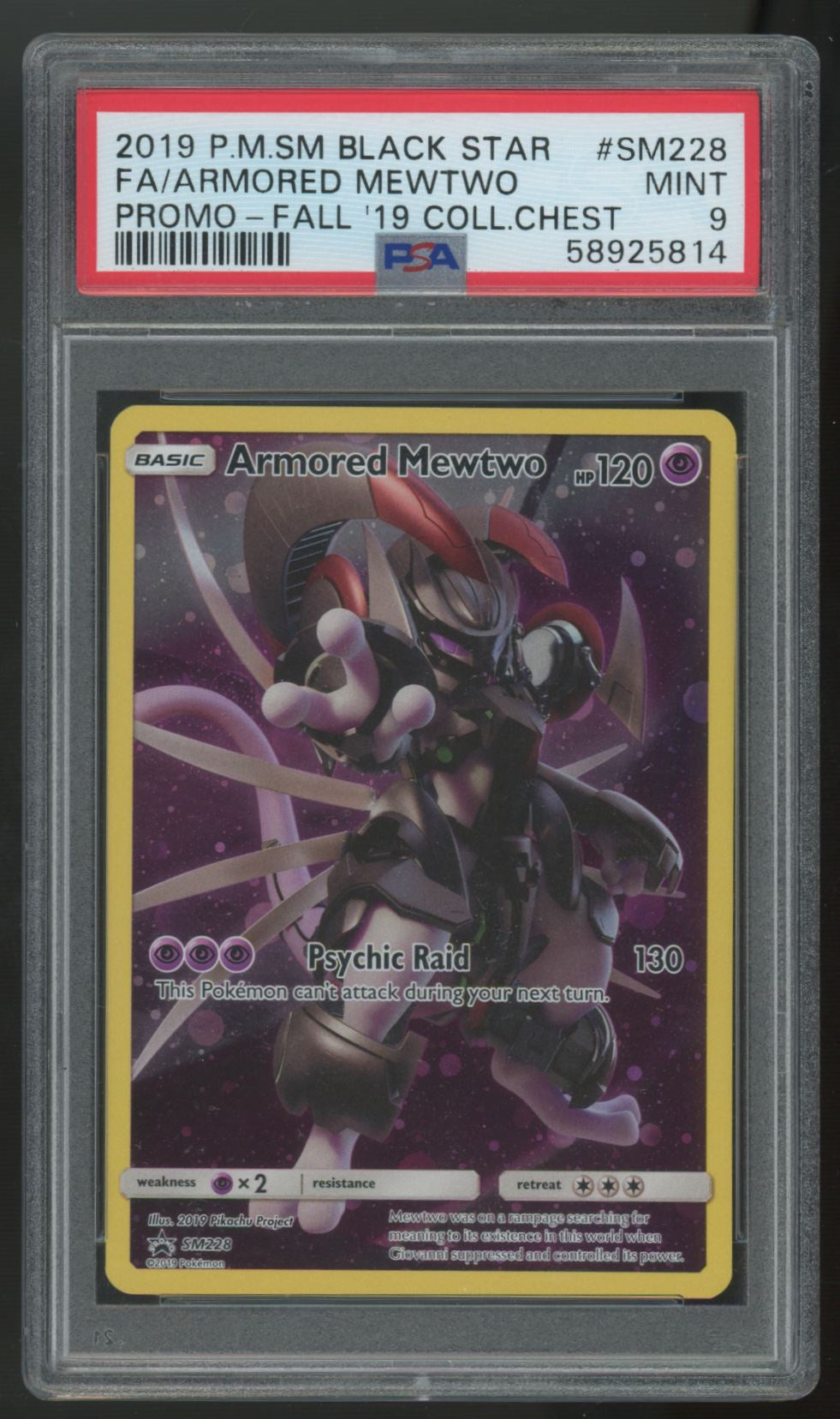 2019 Pokemon Armored Mewtwo Black Star Promo Full Art #SM228 PSA 9