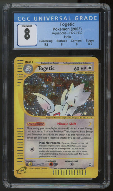 Pokemon Togetic Aquapolis Holo #H27/H32 CGC 8