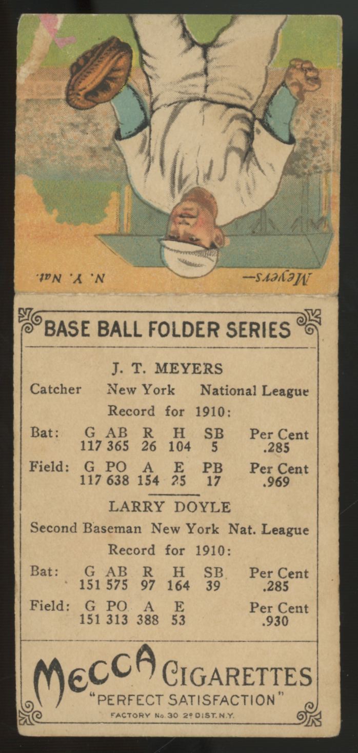1911 T201 Mecca Double Folders Larry Doyle/Chief Meyers VG/EX