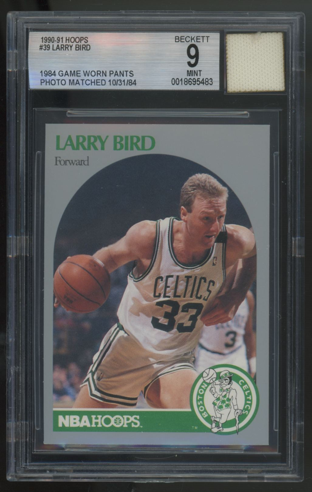 1990-91 Hoops Larry Bird Jersey Fusion Patch #39 BGS 9