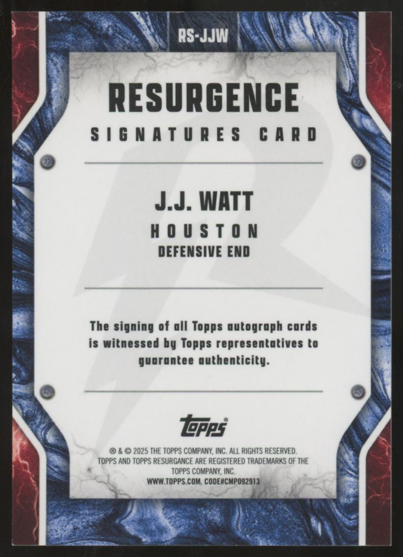 2024 Topps Resurgence J.J. Watt Lime Green Auto /15 #RS-JJW