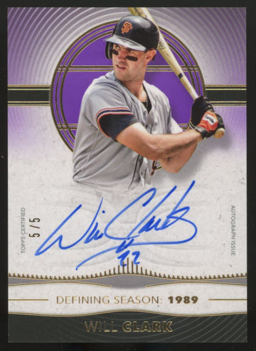 2021 Topps Definitive Will Clark Defining Seasons Auto Purple /5 #DSAC-WC