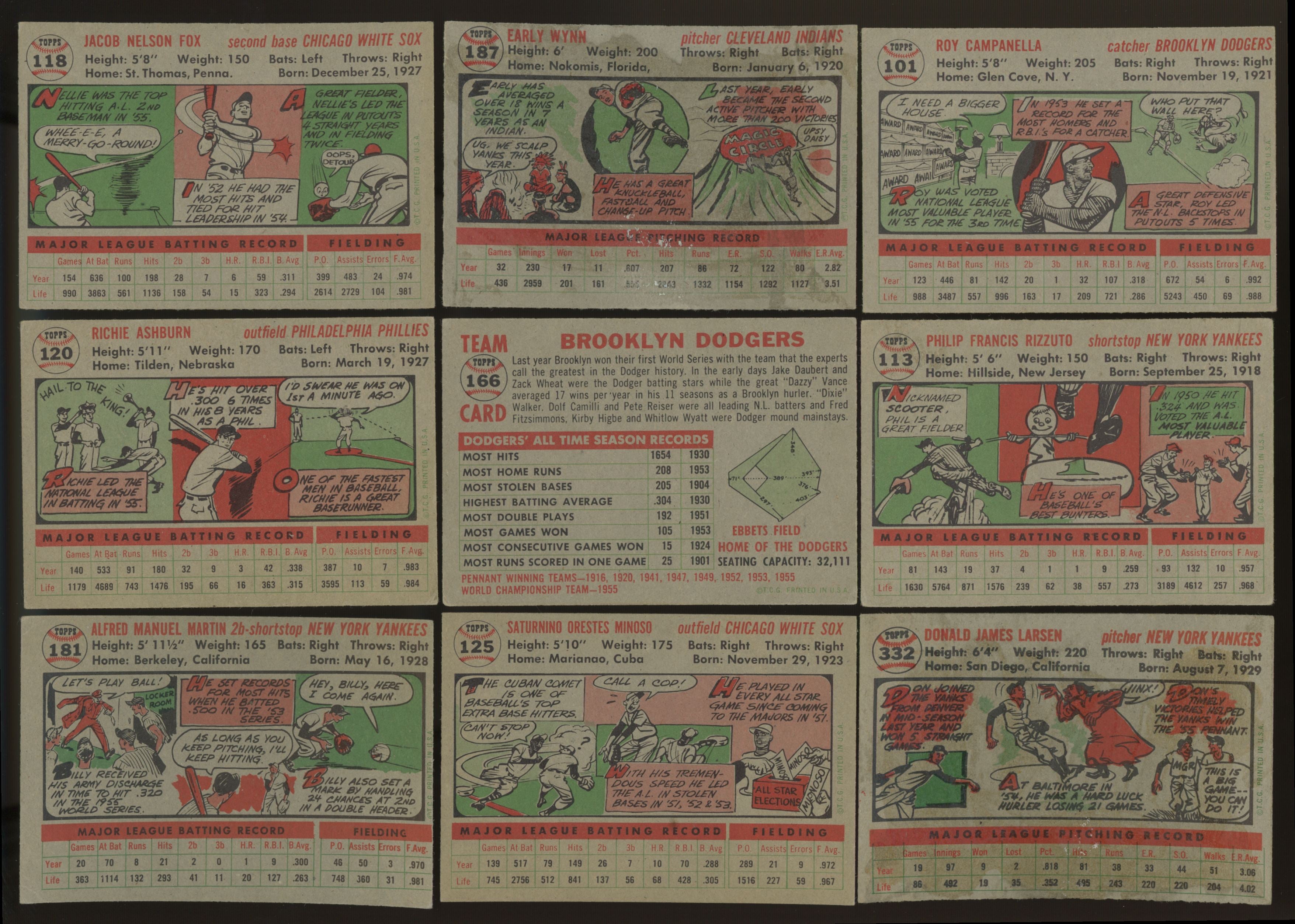 1956 Topps Baseball Complete Set (340) VG-EX