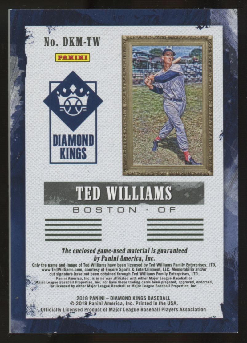 2018 Panini Diamond Kings Ted Williams DK Materials Dual Relic Patch /5 #DKM-TW