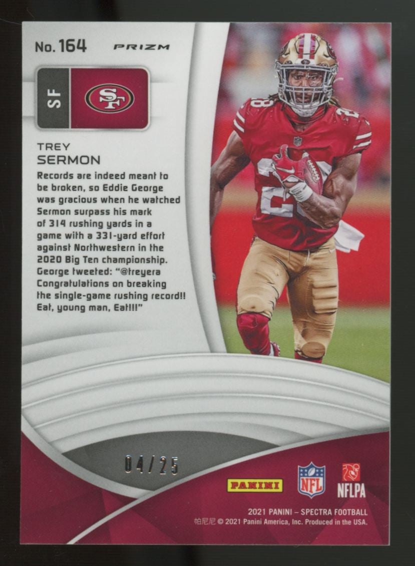 2021 Spectra Trey Sermon RC Mojo Prizm /25 #164