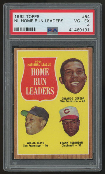 1962 Topps Cepeda/Mays/Robinson NL HR Leaders #54 PSA 4 *191