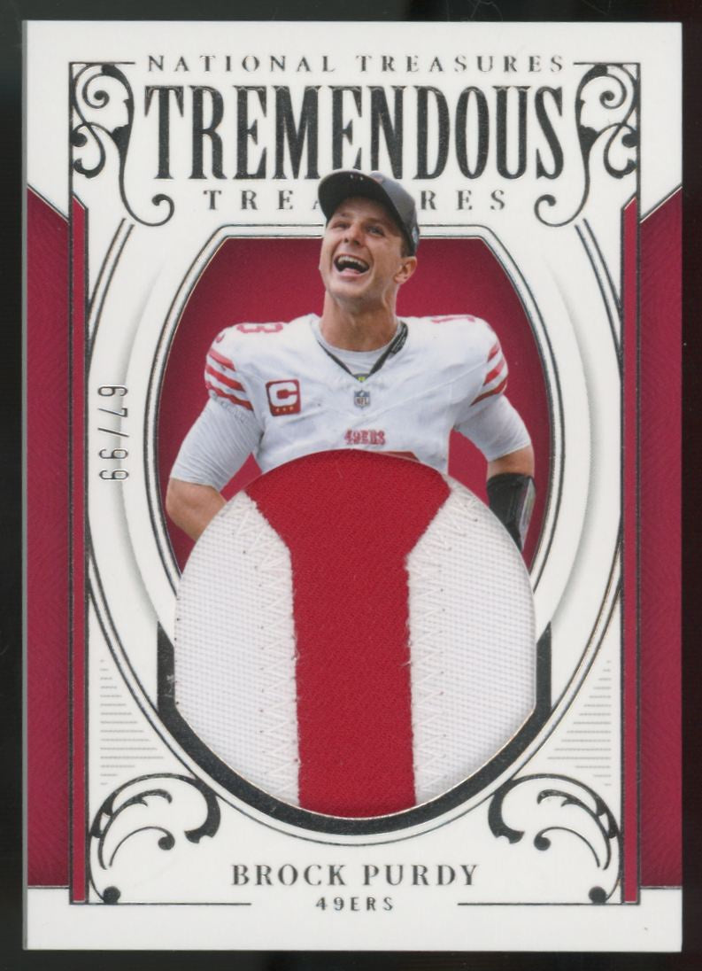 2025 National Treasures Brock Purdy Tremendous Treasures Patch /99 #TT-BPY