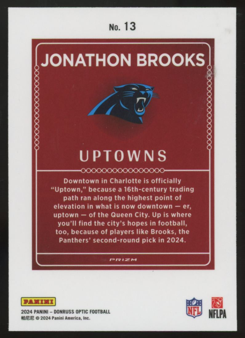 2024 Panini Donruss Optic Jonathon Brooks RC Uptowns Prizm SSP #13