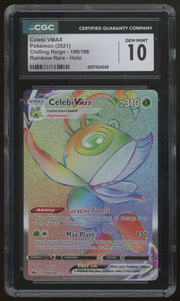 2021 Pokemon Celebi VMAX Chilling Reign Rainbow Rare #199 CGC 10