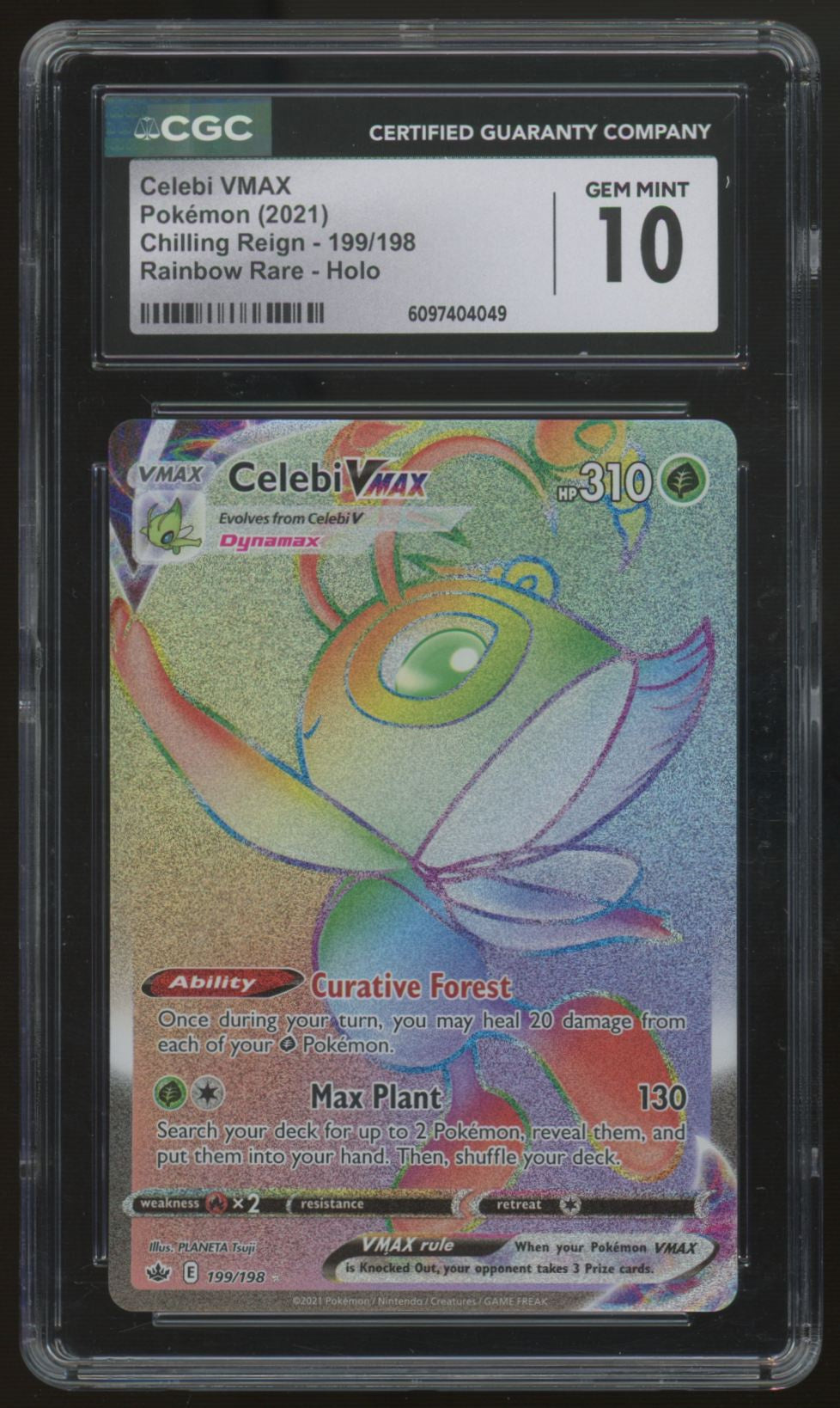 2021 Pokemon Celebi VMAX Chilling Reign Rainbow Rare #199 CGC 10