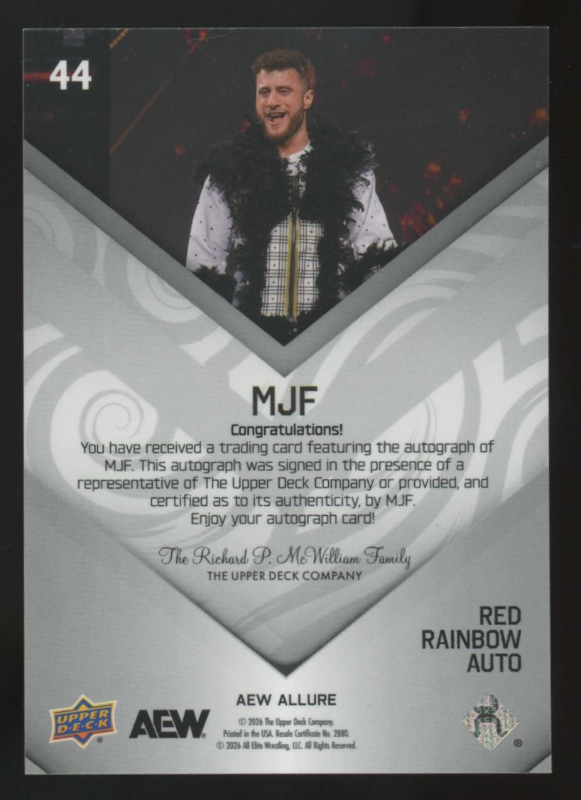 2026 Upper Deck AEW Allure MJF Red Rainbow Auto #44