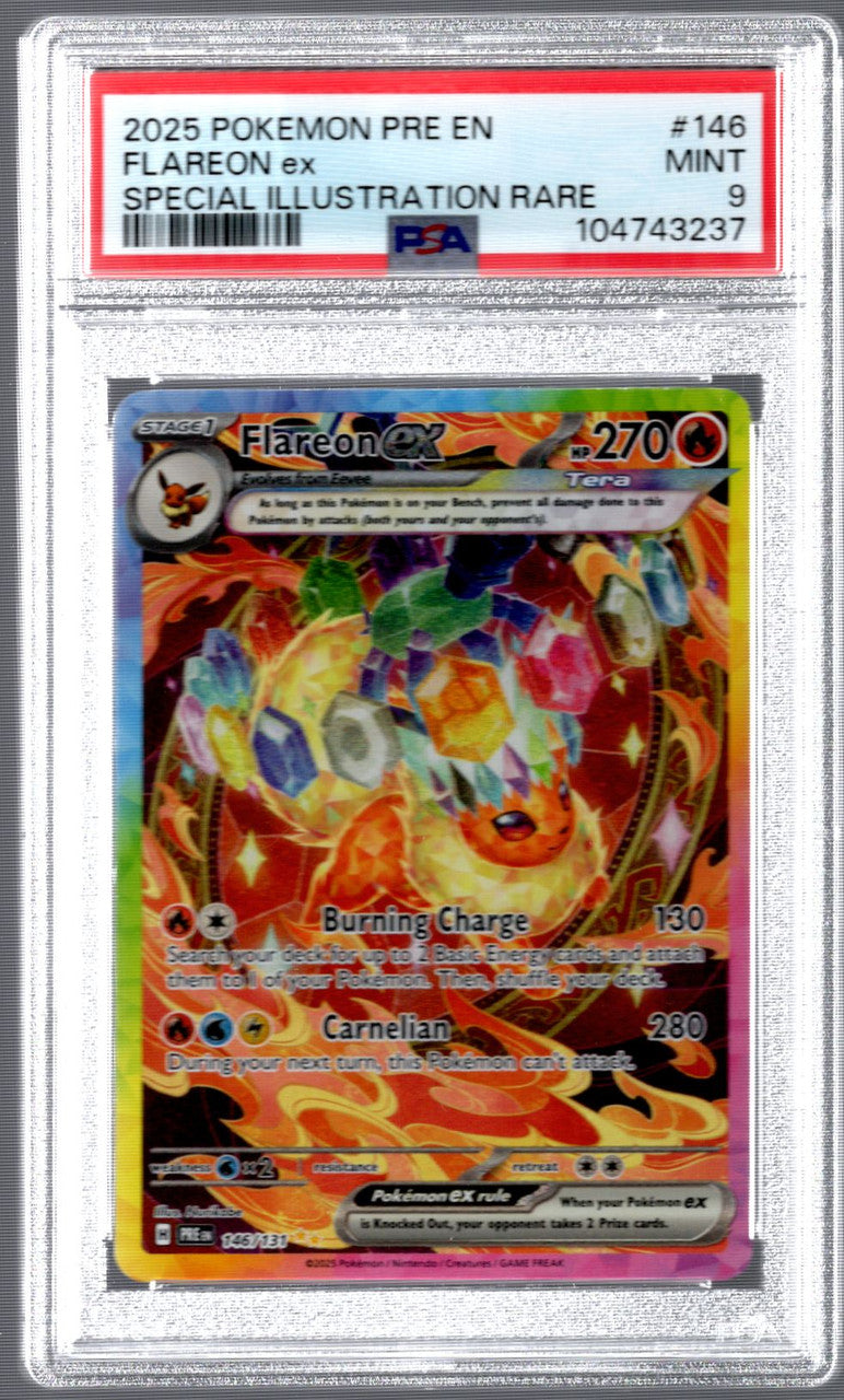 2025 Pokemon Flareon ex Prismatic Evolution Special Illustration Rare #146 PSA 9