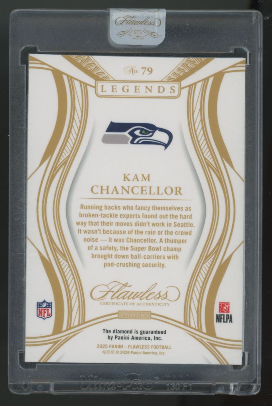 2025 Panini Flawless Kam Chancellor Legends Diamond /15 #79
