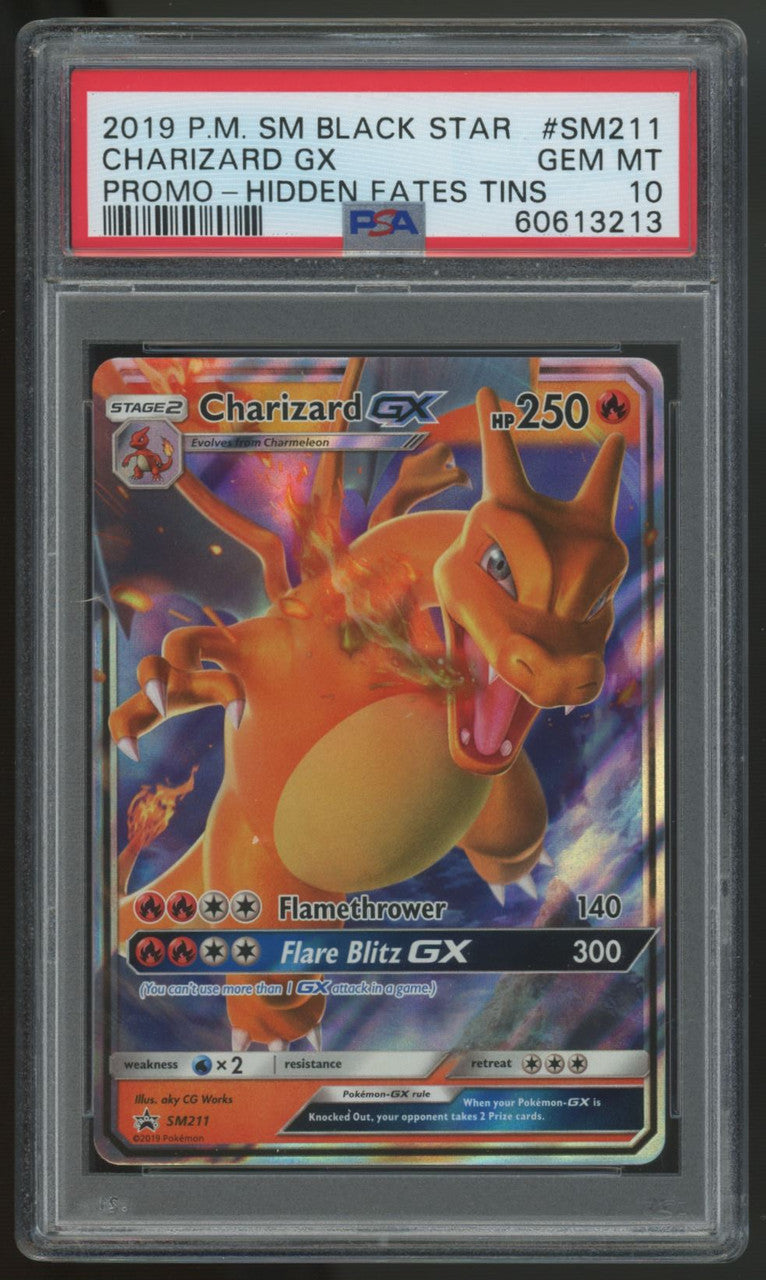 2019 Pokemon Charizard GX Hidden Fates Tin Promo #SM211 PSA 10