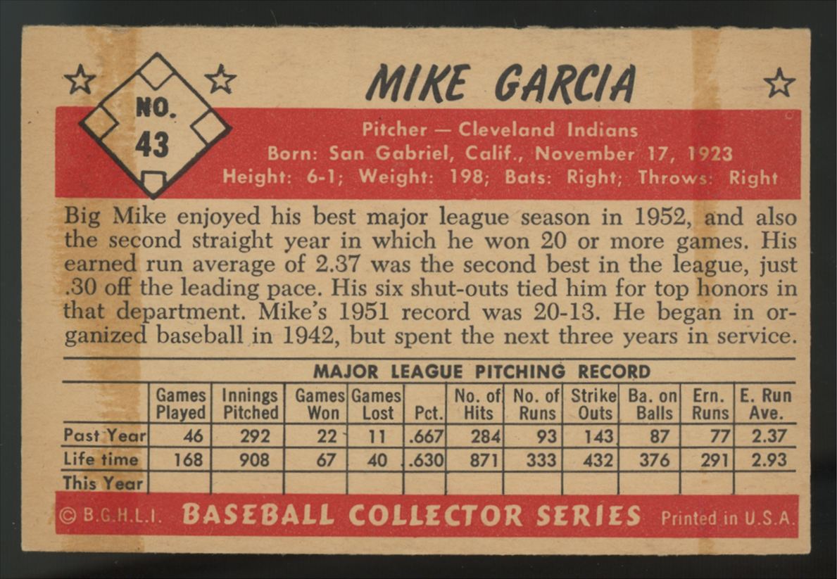 1953 Bowman Color Mike Garcia #43 Good