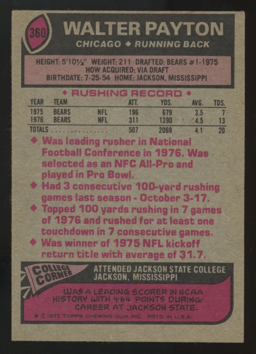 1977 Topps Walter Payton All-Pro #360 EX