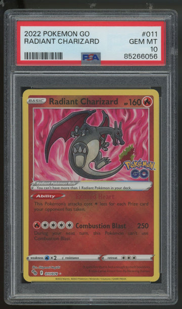 2022 Pokemon Radiant Charizard GO Holo #011 PSA 10