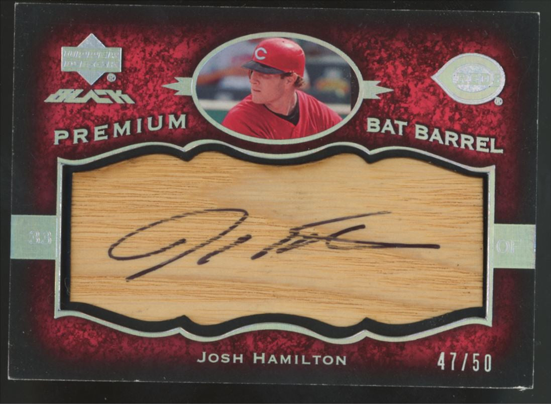 2007 Upper Deck Black Josh Hamilton Bat Barrel Auto /50 #PB-JH
