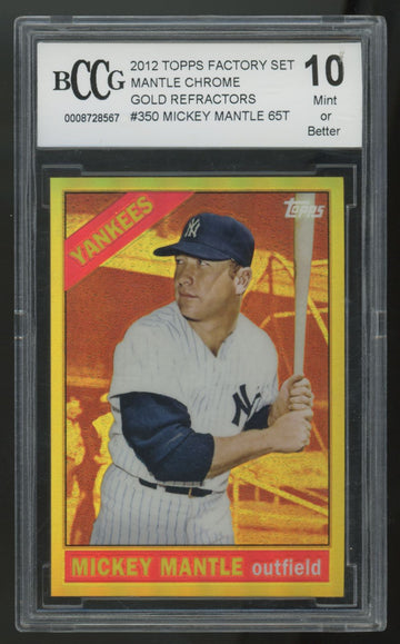 2012 Topps Factory Set Mickey Mantle Chrome Gold Refractor #50 BCCG 10