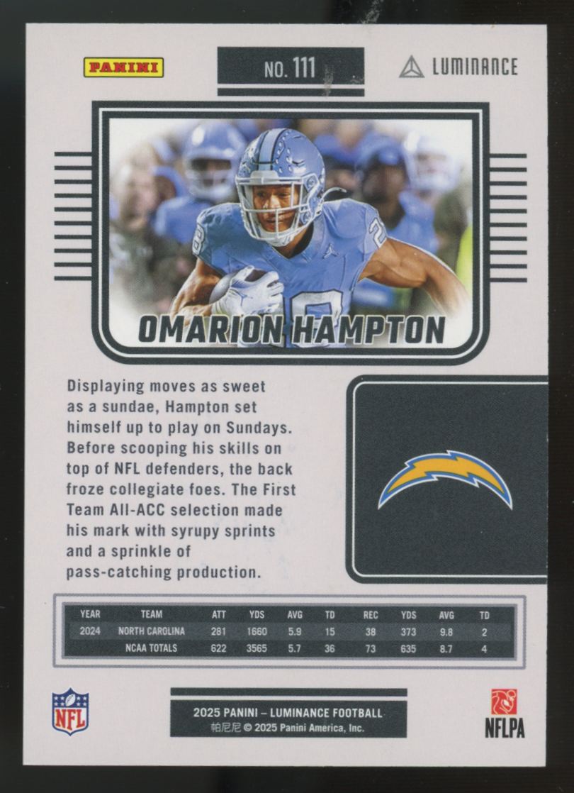 2025 Panini Luminance Omarion Hampton RC Teal /35 #111