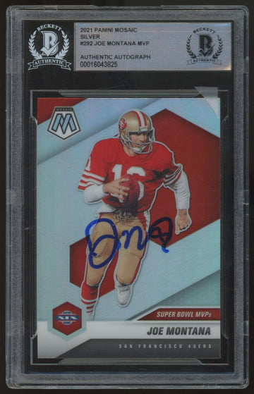 2021 Panini Mosaic Joe Montana MVP Silver Signed Auto BGS Authentic #292