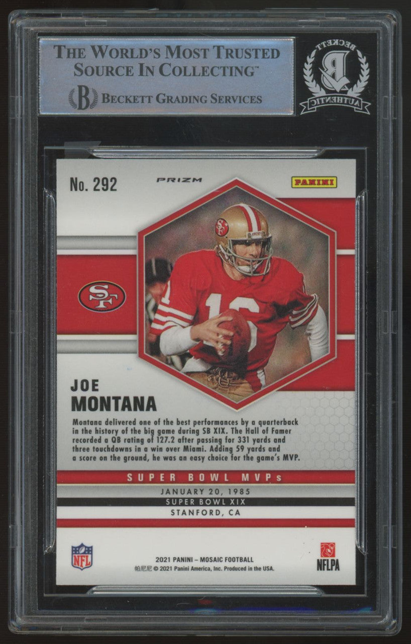 2021 Panini Mosaic Joe Montana MVP Silver Signed Auto BGS Authentic #292