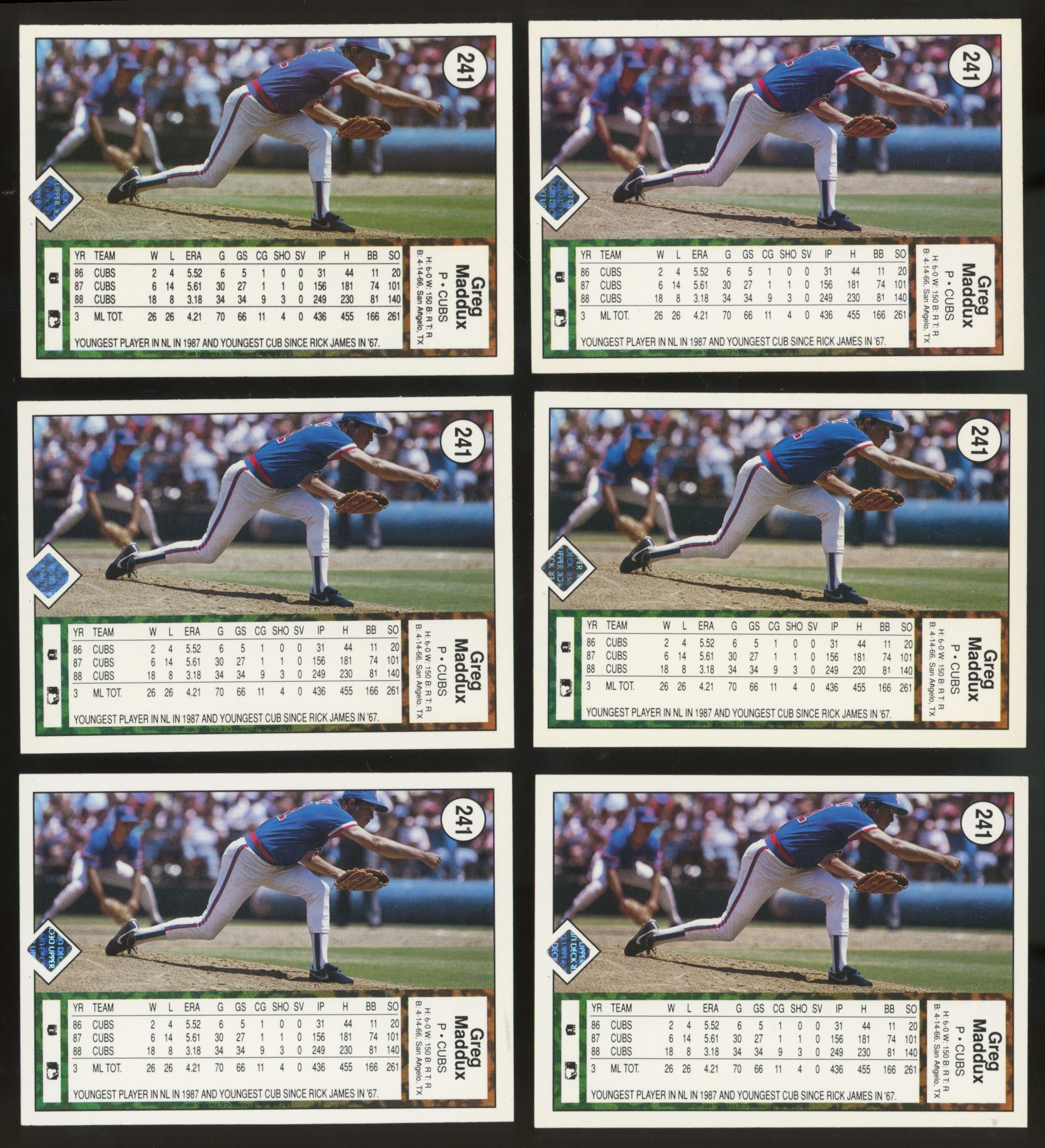 1989 Upper Deck Greg Maddux #241 (Lot of 50)
