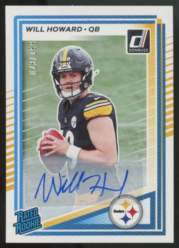 2025 Panini Donruss Will Howard RC Rated Rookie Auto /199 #309