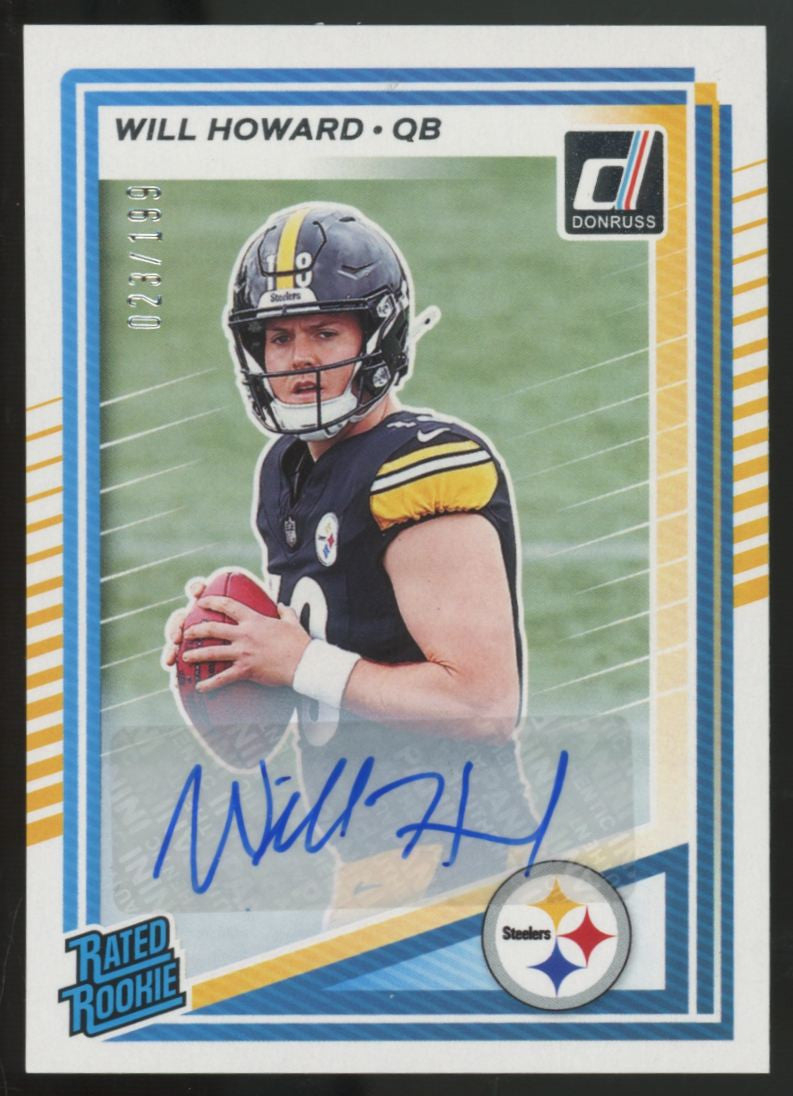 2025 Panini Donruss Will Howard RC Rated Rookie Auto /199 #309