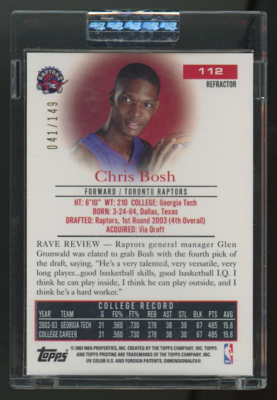 2003-04 Topps Pristine Chris Bosh RC Refractor #112