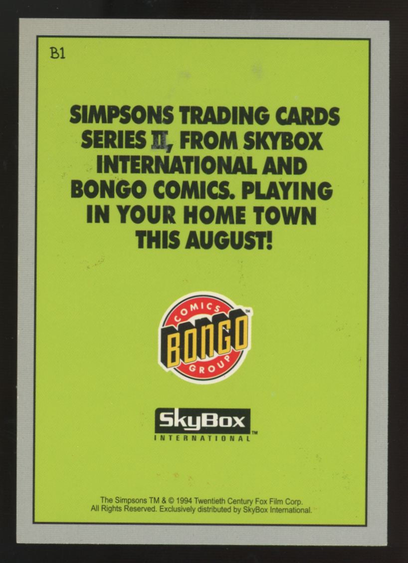 1994 Skybox Simpsons Series Two Willy "The Dupe" Dipkin "Fish Face" Promo #B1