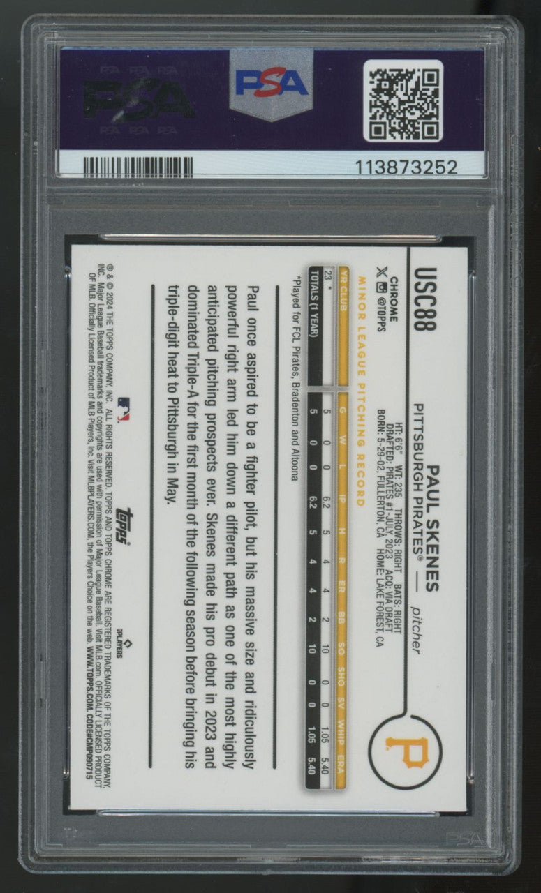 2024 Topps Chrome Update Paul Skenes RC X-Fractor #USC88 PSA 10