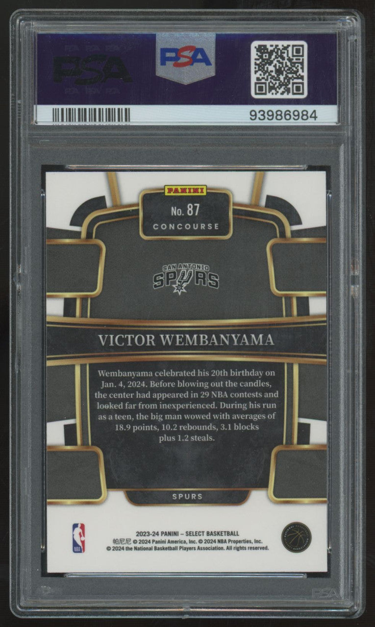 2023-24 Panini Select Victor Wembanyama RC Concourse Blue #87 PSA 10