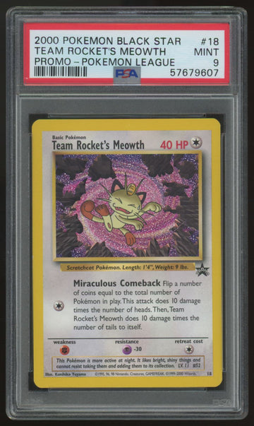 2000 Pokemon Team Rocket's Meowth League Promo #18 PSA 9