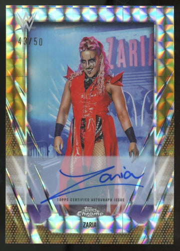 2026 Topps Chrome WWE Zaria Gold Geometric Refractor Auto /50 #BCA-ZAR